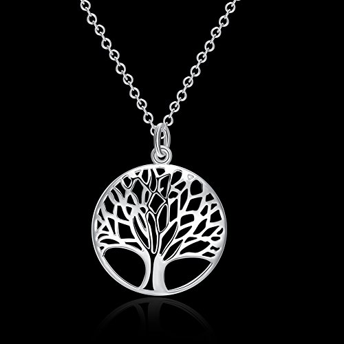 YAZILIND joyeria moda simple "arbol de la vida" en forma de plata collar colgante plateado para mujeres ninas