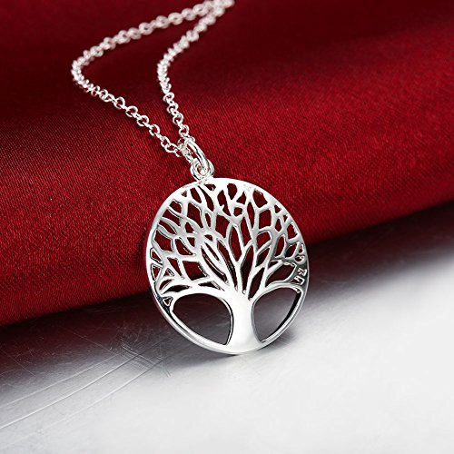 YAZILIND joyeria moda simple "arbol de la vida" en forma de plata collar colgante plateado para mujeres ninas