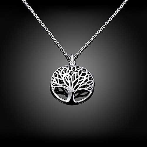 YAZILIND joyeria moda simple "arbol de la vida" en forma de plata collar colgante plateado para mujeres ninas