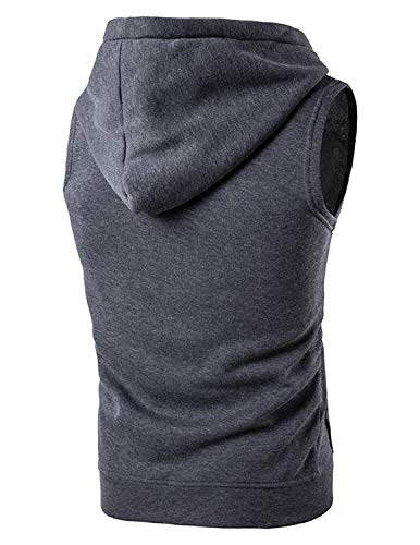 YCUEUST Hombre Sudaderas con Capucha Sin Mangas Camiseta Casual Chalecos Deportivos Gris Oscuro x-Large