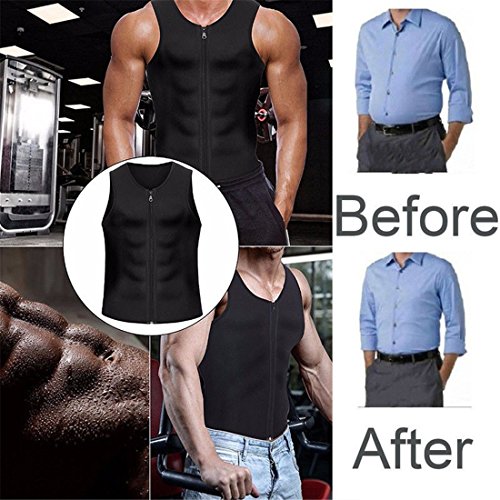 YeeHoo Faja Reductora Chaleco modelador Corporal Hombre Neopreno Camiseta Reductora Compresion de para la pérdida de Peso, musculación,Cardio,Sauna，Traje para Sudar