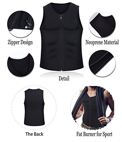 YeeHoo Faja Reductora Chaleco modelador Corporal Hombre Neopreno Camiseta Reductora Compresion de para la pérdida de Peso, musculación,Cardio,Sauna，Traje para Sudar