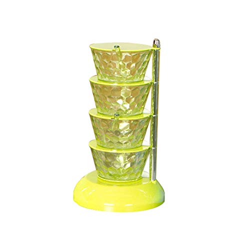 YEEWA Caja de condimento vertical de 5 niveles, almacenamiento de especias giratorio con cuchara, juego de tarros de condimento para el hogar de varias capas 4 Layers verde