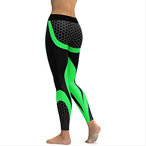 YGKDM Fitness Yoga Pantalones Mujer Leggings Floral Entrenamiento Deportes Correr Leggings Sexy Push Up Gimnasio Ropa de Entrenamiento Elástico Slim Sants S Green Honeycomb,Green Honeycomb,S