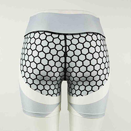 YGKDM Pantalones de Yoga Honeycomb Carbon Leggings Mujeres Fitness Wear Entrenamiento Deportes Correr Leggings Push Up Gimnasio Elástico Slim Sants Shorts Blancos,White Shorts,S