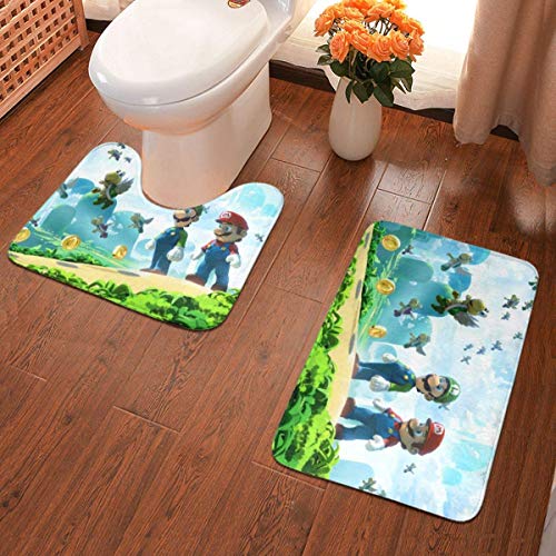 YHKC Decoración del hogar Alfombras y moquetas Alfombras de baño Hogar y Cocina Beige Peach Marble Crack Building 2 Piece Bathroom Mat Set Pedestal Rug Bath Mat Rug Non Slip Doormat