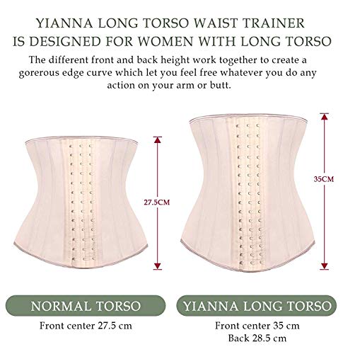 YIANNA Faja Reductora Mujer Largo Torso Waist Trainer Corsé Reductor Fajas Reductoras Adelgazantes Trimmer Latex Corset Beige, 110688 Size L