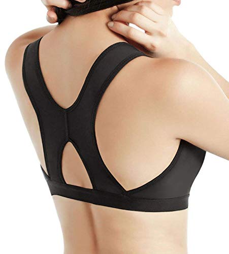 YIANNA Mujer Cierre Delantero Sujetadores Deportivos Post Operatorio con Soporte de Espalda Sin Costura,UK-YA-BRA128-Black-2XL