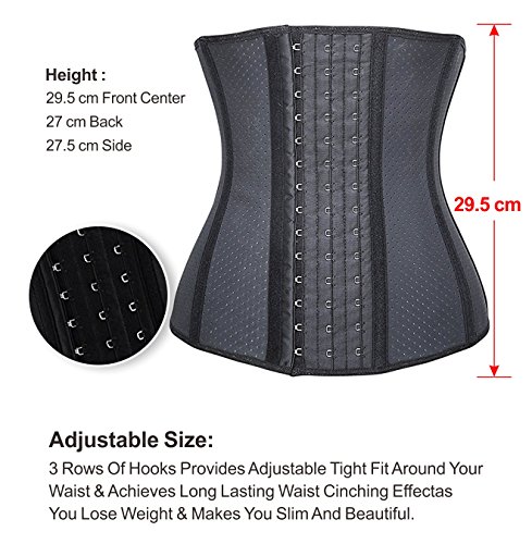 YIANNA Mujer Fajas Reductoras Adelgazante Respirable Corsé Cintura Entrenador Cincher Corset Bustier de Cinturón Formación Negro,UK-YA10533-Black-M