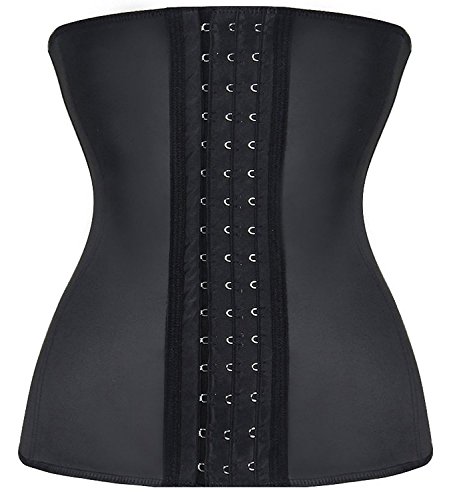 YIANNA Mujer Fajas Reductoras Corsé Waist Trainer Corset Reductor Adelgazante Bustiers de Cinturón Formación Negro,UK-YA- U37G-Black-L