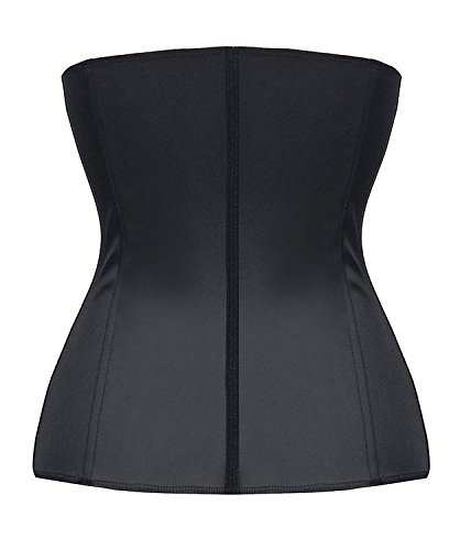 YIANNA Mujer Fajas Reductoras Corsé Waist Trainer Corset Reductor Adelgazante Bustiers de Cinturón Formación Negro,UK-YA- U37G-Black-L