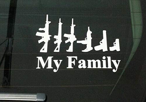 Yilooom My Family Assault Rifle Handgun Guns Car, Truck Window Vinyl Decal Sticker Funny Sticker For Car Truck Bike Window Sticker Vinyl Decal Vehicle Accessories - 8 Inches - 2 Pack