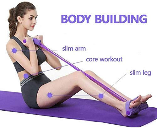 YINQAG Bandas de resistencia para pedales, superligeras, 4 tubo, correa de yoga, cuerda elástica, equipo de fitness para abdomen, cintura, brazo, yoga, estiramiento y adelgazamiento, Púrpura