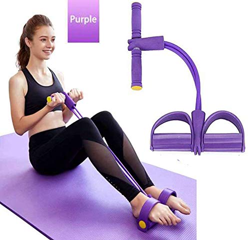 YINQAG Bandas de resistencia para pedales, superligeras, 4 tubo, correa de yoga, cuerda elástica, equipo de fitness para abdomen, cintura, brazo, yoga, estiramiento y adelgazamiento, Púrpura