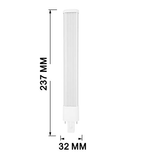 YinzPlus Pack de 2 G23 LED Bombilla 8 Watt Blanco Natural 4000K 800 Lúmenes Ra 90 Enchufar 2 Clavija PL CFL Lámpara LED Bombilla Compacta G23 LED Tubo Luz Para Iluminación Interior