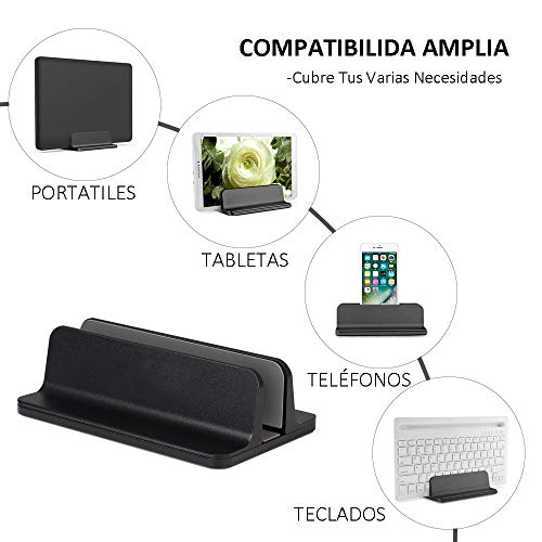 YiYunTE Soporte Vertical Portátil Laptop Stand Soporte para Ordenador Tablet de Aluminio Ancho Ajustable Ahorro de Espacio Combatible con Macbook Portátil Netbook iPad para Oficina Hogar Escritorio