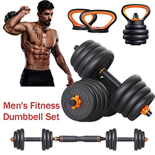 Yjyxzy Fitness Mancuernas Inicio Equipos para Hombres Principiante Peso Ajustable Barbell Barbells Kettlebell Combination Set Par (Color : Black, Size : 40KG/88LBS)