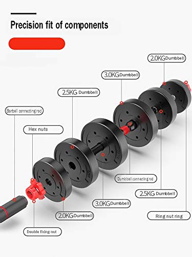 Yjyxzy Inicio Barbell Women Weights Set con biela Barra de Rizo Ajustable 2 In1 Juegos de Mancuernas multifuncionales utilizados como Gimnasio (Color : Black, Size : 40KG/88LBS)