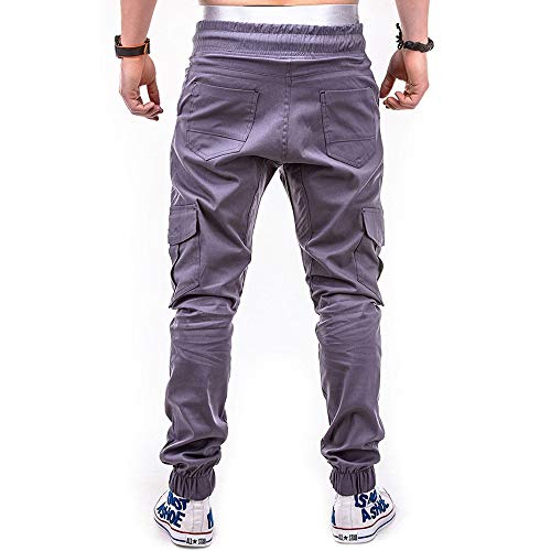 YLBH Bolsillos Laterales De Color SóLido De La Moda para Hombres De Talla Grande CinturóN De Correa Pantalones De Pantalones De Viga Casual Pantalones Bolsillos PantalóN Corto Grey XXXXL