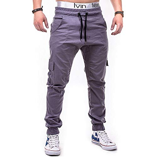 YLBH Bolsillos Laterales De Color SóLido De La Moda para Hombres De Talla Grande CinturóN De Correa Pantalones De Pantalones De Viga Casual Pantalones Bolsillos PantalóN Corto Grey XXXXL