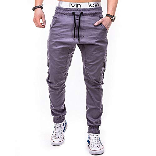 YLBH Bolsillos Laterales De Color SóLido De La Moda para Hombres De Talla Grande CinturóN De Correa Pantalones De Pantalones De Viga Casual Pantalones Bolsillos PantalóN Corto Grey XXXXL