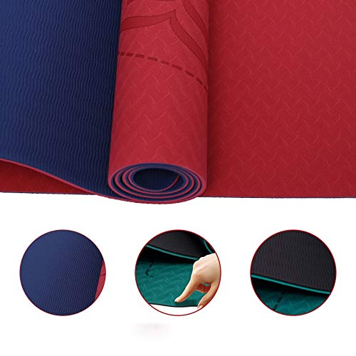 Yoga Mat Yoga Mat viaje del cojín de cubierta sudor absorbente y entrenamiento suaves y ligeros Colchoneta de ejercicio con la venda del estiramiento de la correa de yoga y Pilates Fitness183x66x0.6cm