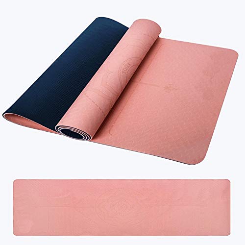 Yoga Mat Yoga Mat viaje del cojín de cubierta sudor absorbente y entrenamiento suaves y ligeros Colchoneta de ejercicio con la venda del estiramiento de la correa de yoga y Pilates Fitness183x66x0.6cm