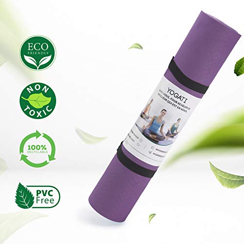 YOGATI – Esterilla Yoga Antideslizante, Gruesa y Ecológica. Esterillas Yoga Ideal para Deporte en casa, Pilates, Ejercicio, Gimnasia y Fitness. Colchoneta Yoga con Asa de Transporte - Yoga Mat