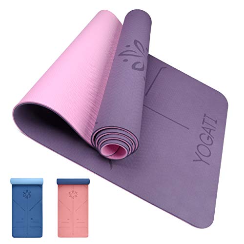 YOGATI – Esterilla Yoga Antideslizante, Gruesa y Ecológica. Esterillas Yoga Ideal para Deporte en casa, Pilates, Ejercicio, Gimnasia y Fitness. Colchoneta Yoga con Asa de Transporte - Yoga Mat