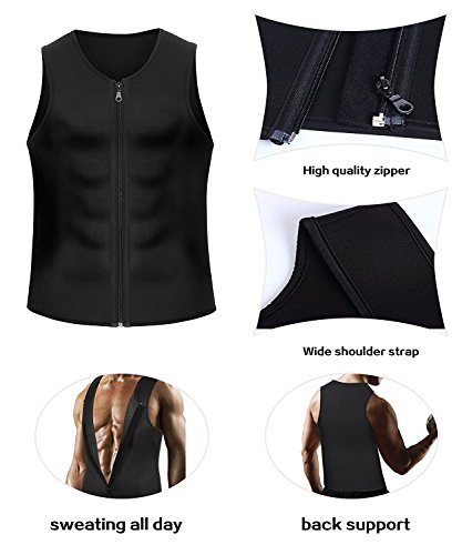 Yokald Faja Reductora Adelgazante Hombre Neopreno Camiseta Reductora Compresión de Sauna Chaleco para Desarrollo Muscular Pérdida de Peso con Quema Grasa Deportivo (Negro, XL)