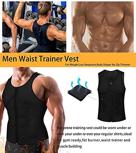 Yokald Faja Reductora Adelgazante Hombre Neopreno Camiseta Reductora Compresión de Sauna Chaleco para Desarrollo Muscular Pérdida de Peso con Quema Grasa Deportivo (Negro, L)