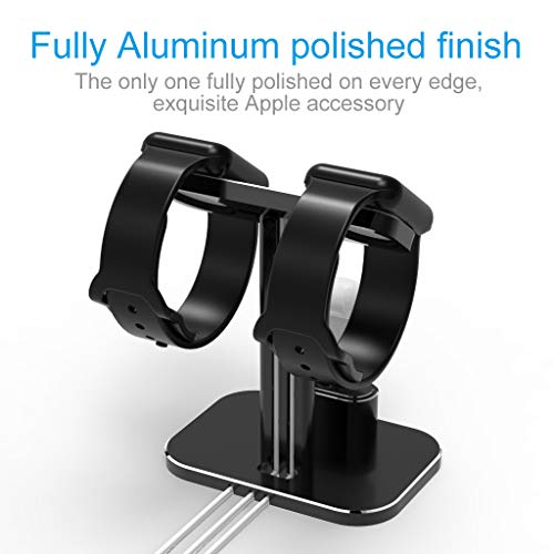 YOMENG Cargando Stand Para Apple Watch, 2 En 1 Para Aluminio Reloj Cargador Dock Station Titular Para Airpods Y iWatch Serie 1/2/3/4 (38mm&42mm &40mm&44mm Compatible)