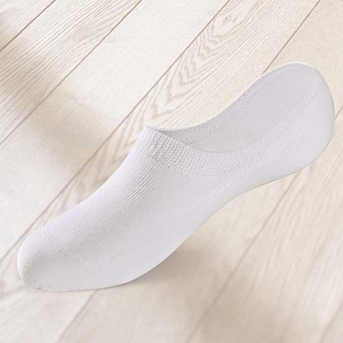 YOUCHAN Calcetines Mujer Hombre 10 Pares Tobilleros Invisibles Antideslizante Algodon Silicona Calcetines Verano-Blanco-39-42