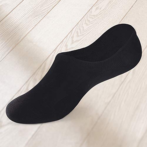 YOUCHAN Calcetines Mujer Hombre 10 Pares Tobilleros Invisibles Antideslizante Algodon Silicona Calcetines Verano-Negro-39-42