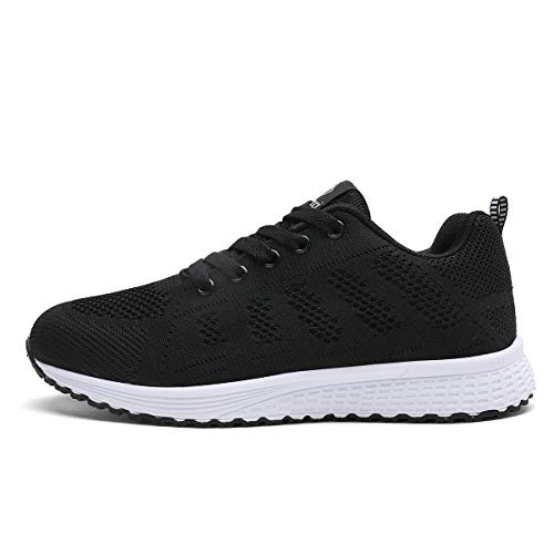 Youecci Zapatillas de Deportivos de Running para Mujer Deportivo de Exterior Interior Gimnasia Ligero Sneakers Fitness Atlético Caminar Zapatos Transpirable Negro 39 EU