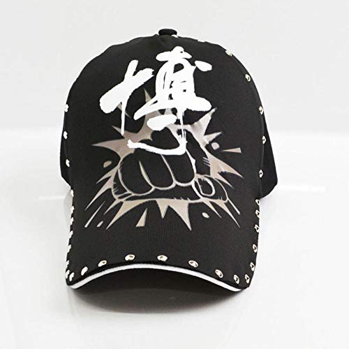 youjiu Remache Sombrero Gorra de béisbol Hechizo de caligrafía Masculina Blog Sombrero Personalidad @ Black_Adjustable