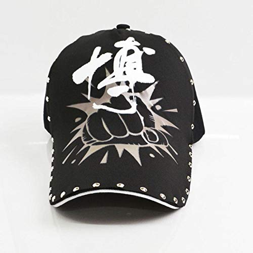 youjiu Remache Sombrero Gorra de béisbol Hechizo de caligrafía Masculina Blog Sombrero Personalidad @ Black_Adjustable