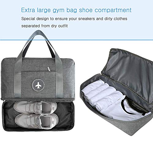 Young & Ming Impermeable Bolsa de Deporte con Compartimento para Zapatos Bolsa de Gimnasio Grande Bolsa de Viaje Bolsa Fin de Semana para Hombre/Mujer, 20L-Azul Claro