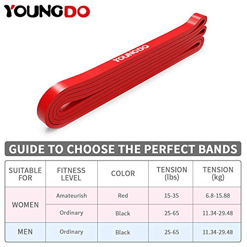 YOUNGDO Bandas de Resistencia Cintas Elásticas Fitness para Musculación, Yoga, Crossfit, Entrenamiento de Fuerza, Pilates, Fisioterapia Material de Látex (Rojo)