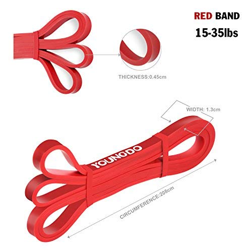 YOUNGDO Bandas de Resistencia Cintas Elásticas Fitness para Musculación, Yoga, Crossfit, Entrenamiento de Fuerza, Pilates, Fisioterapia Material de Látex (Rojo)