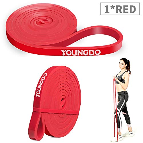 YOUNGDO Bandas de Resistencia Cintas Elásticas Fitness para Musculación, Yoga, Crossfit, Entrenamiento de Fuerza, Pilates, Fisioterapia Material de Látex (Rojo)