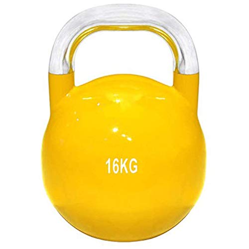 YSHCA Sport Kettle Bell, de Hierro Fundido Kettlebell Superficie de Vinilo para Gimnasia, acondicionamiento físico y Entrenamiento de Fuerza,Yellow-16kg