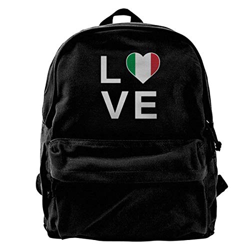 Yuanmeiju Mochila de Lona I Love Italy - Patriota Italiano Bandera de Italia Mochila Gimnasio Senderismo Laptop Bolso de Hombro Mochila para Hombres Mujeres