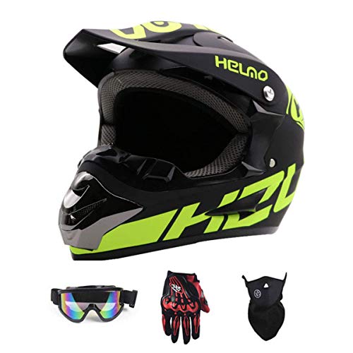 YUCARAC Motocross Helmet Adult, Off-Road Motorcycle Helmet Kit Casco Integral Unisex Enduro Quad MTB Downhill ATV con Gafas Guantes Máscara para jóvenes Adultos Hombres Mujeres,M