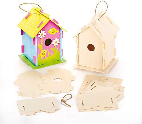 YUET DIY Kit de casa de pájaros,Casas de pájaros para niñas y niños Salvajes DIY Nido de Madera con,casa para pájaros para niños,2 Paquetes (Redondos)