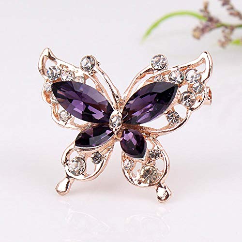 yuge Pin Moda Femenina Exquisita Flor Mariposa Insecto Pin Fiesta Regalo Hombre deeppurple