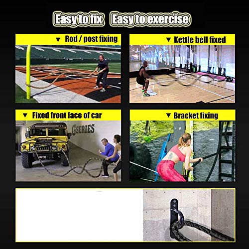 YUHT Power Fitness Rope Workout Battle Ropes, Cardio Workout Ropes Total Body Workouts Power Mejora la Fuerza y ​​la construcción de músculos para Hombres/Mujeres Artículos Deportivos Battle Ro