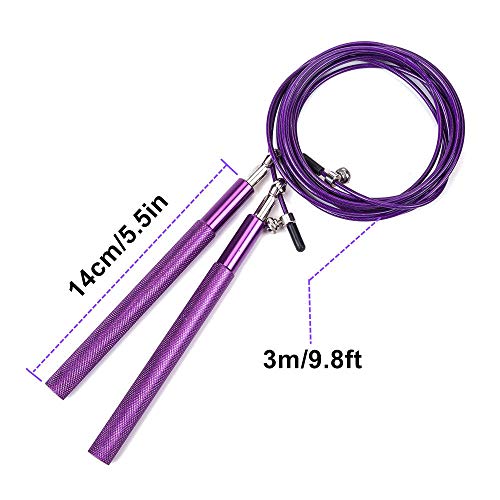 YULINGSTYLE Cuerda de Salto Profesional Amarilla Cable de rodamiento de Metal Alambre de Acero Mango de aleación de Aluminio Cuerda de Saltar Ajustable Equipo de Ejercicio aeróbico casero