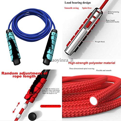 YULINGSTYLE Cuerda de Salto Profesional Azul Cable de rodamiento de Metal Alambre de Acero Mango de aleación de Aluminio Cuerda de Saltar Ajustable Equipo de Ejercicio aeróbico casero