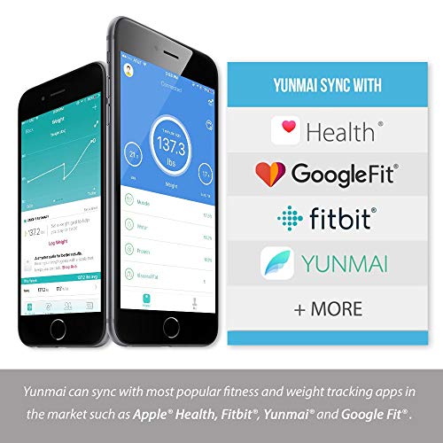 YUNMAI Premium Báscula de Baño Grasa Corporal Digital Precisión Bluetooth iOS y Aplicación de Android, 10 Datos Corporales Multiusuario Compatibles con Apple Health, Google Fit (Negro)